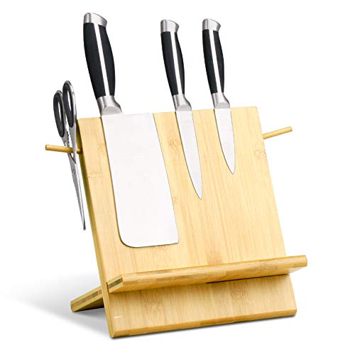 HOMEKOKO Bamboo Classic Magnetic Knife Block for Kitchen Counter, Magnetic Knifes Holder, Knife Rack with Double Side Strong Magnetic for Knifes Organization and Storage