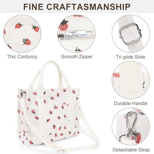 Image of Corduroy Tote Bag Small Satchel Bag for Women Crossbody Bag Purse with Zipper Casual Hobo Handbag