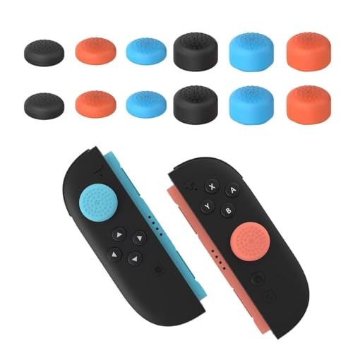6Pairs Thumb Grips for Nintendo Switch 2- Dual Height (0.5cm & 1.5mm) Grip Set, Enhanced Control Thumb Caps for Switch 2, Anti-Slip Joystick Covers & Button Protectors (Orange/Black/Blue)
