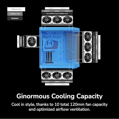 Image of HYTE Y70 Modern Aesthetic Gaming PC Case -Panoramic Glass | High-Airflow Design | Cable Management | Dual Chamber ATX Mid-Tower Chassis | 10 Fan Capacity | Luxury PCIe 4.0 Riser Cable-Blueberry (Blue)