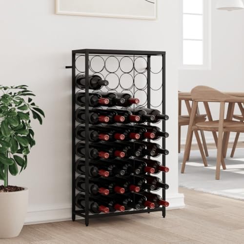 Genérico Botellero para 45 Botellas Hierro Forjado Negro 54x18x100 cm,Mobiliario,Armarios y Almacenamiento,Botelleros-358367