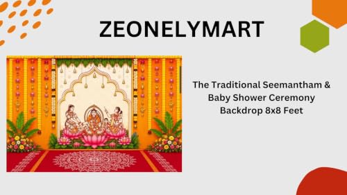 Image of seemantham Backdrop Decoration | Traditional Seemantham & Baby Shower Ceremony Backdrop 8x8 Feet | seemantham Backdrop Traditional | varalakshmi Backdrop Cloth