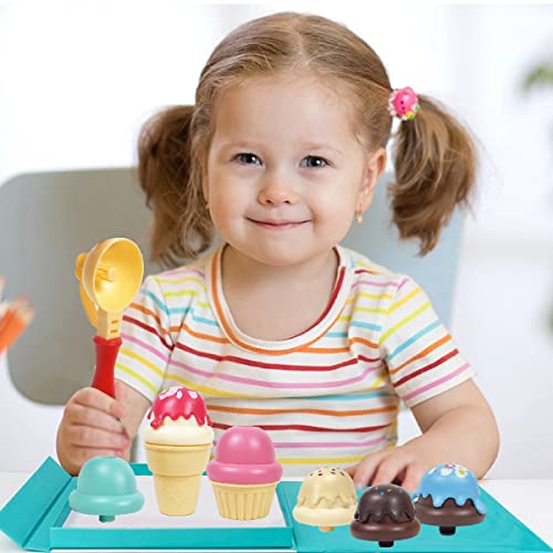Ice Cream Toy (16 pcs- Play Food for Kids,Realistic Pretend Play Toy with Food Scoop and Ice Cream Cone | Ice Cream Play Set for Girls & Boys - Best Ice Cream Shop for Kids 3 4 5 6 7 8 9 Year Old.