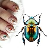 Nail Stickers Decals (5 Sheets) FLONZNAIL Striking Bright Jewel Colored Bugs Nail Decor Transfer Vintage Styled Stickers