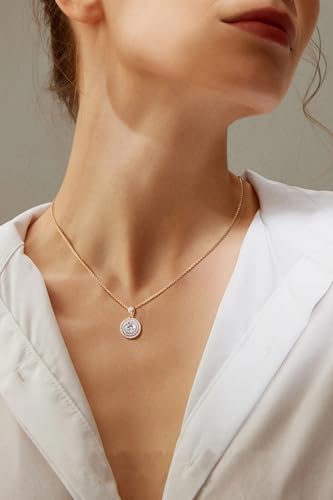 18K Gold Vermeil Imitation Diamond Necklace for Women, Moissanite Sterling Silver 18+2" Chain - Cluster Style4