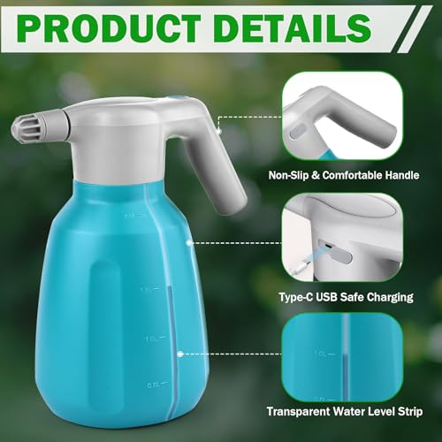 GESTONE Electric Spray Bottle 2L/0.5 Gallon Plant Mister, Automatic Watering Can Rechargeable Battery Powered Garden Sprayer with Adjustable Nozzle for Plants Fertilizing,Weeding and Cleaning by GESTONE - Used condition - Image 6
