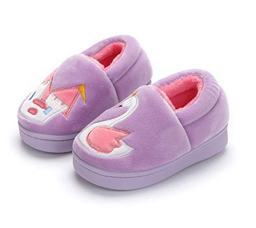 Greceen Toddler Boys Girls Slippers, Children Comfortable Non-Slip Warm Winter Light Slippers Indoor and Outdoor Fluffy Slippers for Kids(661 Pe16)