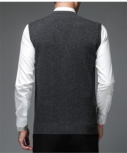 Men Wool Sweater Vest Solid V Neck Sleeveless Knitted Button Cardigan Sweater Vest2