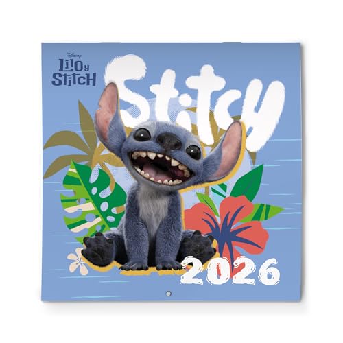 Calendario Stitch 2026 - Calendario Disney 2026 - Planificador Mensual | Planificador Familiar 2026 de pared con espacio para anotar (30x30 cm) (12 meses)