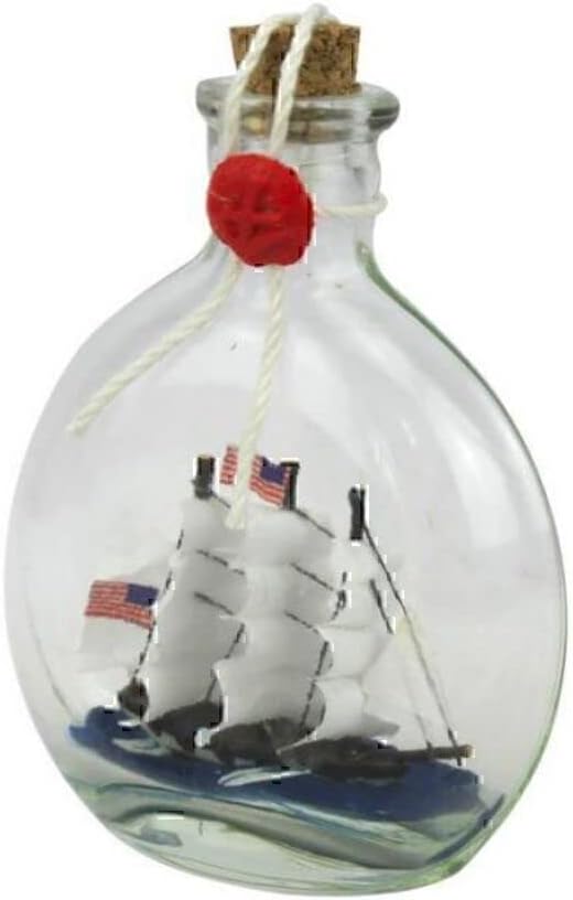 Handcrafted Nautical Decor USS Constitution Model Ship in a Glass Bottle 4" - Ship in a Bottle - Model Boa