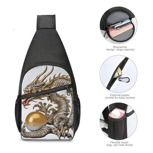Bolso Sling para Hombre y Mujer con Diseño Dragón Chino miniatura 4