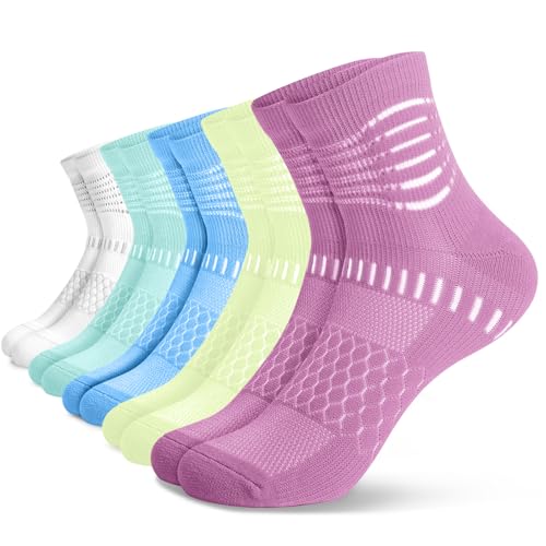 Image of IRAMY Ankle Compression Socks for Women Men Plantar Fasciitis Relief 3 /5 Pairs Cushioned Athletic Running Socks