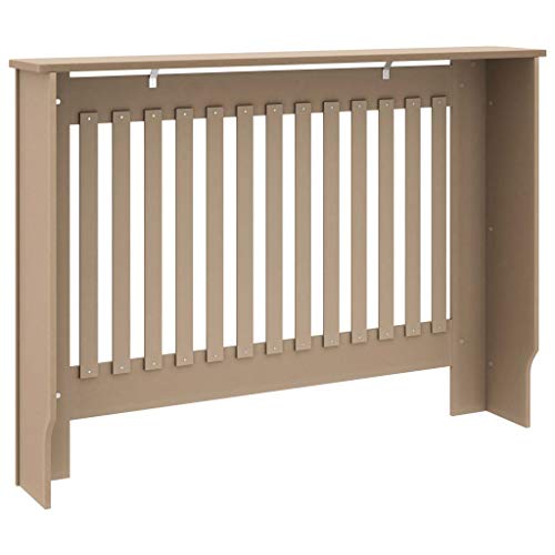 INLIFE Radiator Cover MDF Heating Cover Cabinet with Matt Finished Vertical Slats Design and Smooth Top Heating Cabinet for Home and Office Beige 44.1"x 7.5"x 32.1"(LxWxH)