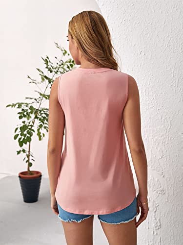 Oyoangle Women's Maternity Casual Round Neck Sleeveless Nursing Tank Top Breastfeeding Clothes Pink S #TOP1