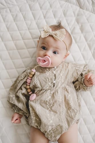 Image of Silicone Pacifier Clip - Metal-Free, Rust-Free, 100% Food-Grade Silicone and Natural Beech Wood, Secure Pacifier Holder & Accessory for Babies - Ballerina - Mila & Lulu | Metal-Free and Rust-Free