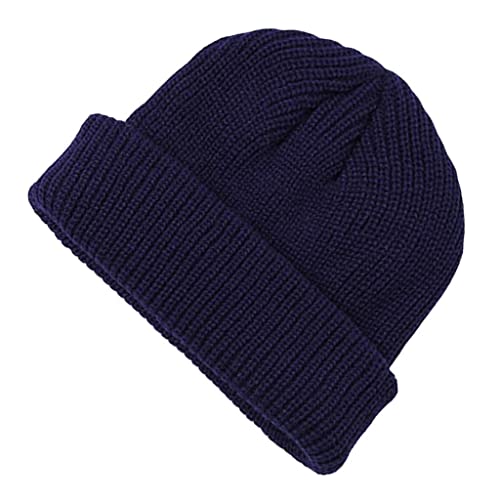 Bonarty Gorro de lã estilo retrô, boné elástico para esportes ao ar livre para homens, Azul marinho,