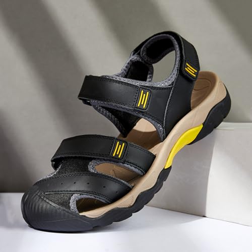 Men's Sport Sandals Outdoor Hiking Sandals Closed Toe Leather Adjustable Lightweight Walking Casual Sandals Water Shoes2