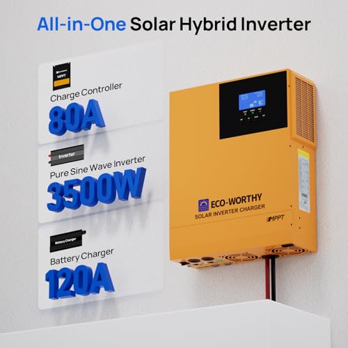 Image of ECO-WORTHY Solar Inverter 3500W 48V DC-120V AC,80A MPPT Solar Controller, inversor hibrido Support Parallel Max 6, Max.120A Battery Charging, Max PV Input Power 4400W