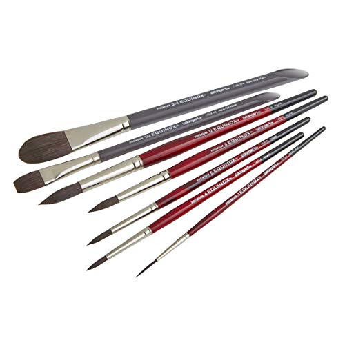 Kingart Equinox Series Soft Synthetic Squirrel Premium Watercolor Artist Brushes, Gift Box, Set Of 7 Unique Sizes, Short Handle, Ideal For Professionals & Students #TOP5