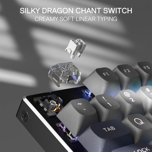 Image of Redragon K556 SE Wired Gaming Keyboard, 104 Keys Hot-Swap Mechanical Keyboard w /Original Aluminum Base, Upgraded Socket, Noise Dampening Kit, PBT Keycaps & Custom Linear Switch, Dawn Sakura Color