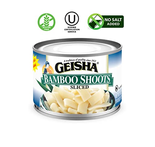GEISHA Bamboo Shoots Sliced 8OZ. (Pack of 12), Bamboo Shoots | Kosher Certified - No Salt & Sugar added - Gluten Free-Less than 100 Calories per Container