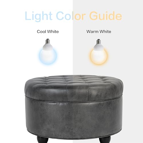 Image of HomePop 25 inch Button Tufted Round Storage Ottoman - Gray Faux Leather