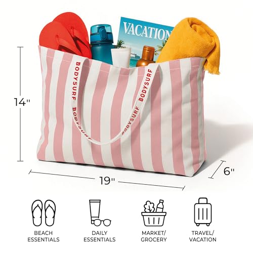 Bodysurf Striped Canvas Tote Bag + Wet Bag for Swimsuit & Wet Clothes4