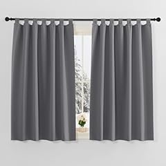 PONY DANCE Tende Oscuranti per Interni 2 Pezzi L 140 x A 145 cm Termiche per Finestre Piccole Tenda Termica Cucina con Passanti Corte Decorazione, Grigio