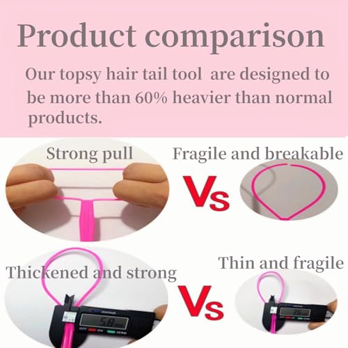 Schembo Topsy Tail Hair Tool Set - 6pcs Loop Styling Tool, Ponytail Pull Through, Two Sizes, 3 Colors (Pink/Purple/Blue) for Women, Girls & Kids - Image 6