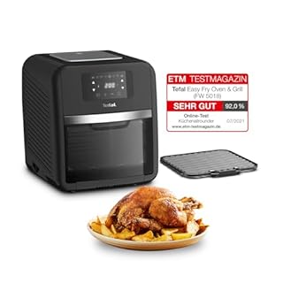 Tefal Easy Fry Oven & Grill 9-in-1 Heißluftfritteuse, 11 L für 6 Portionen, 7 Zubehörteile, 8 Programme, Online-Rezepte, gesunde Fritteuse ohne Öl, schnell & energiesparend, schwarz, FW5018