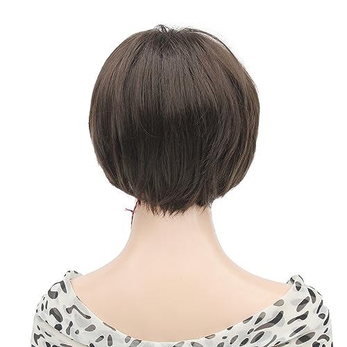 Lydell 8-10" Short Layered Shaggy Heat Resistant Synthetic Wigs Chestnut Brown - Image 4