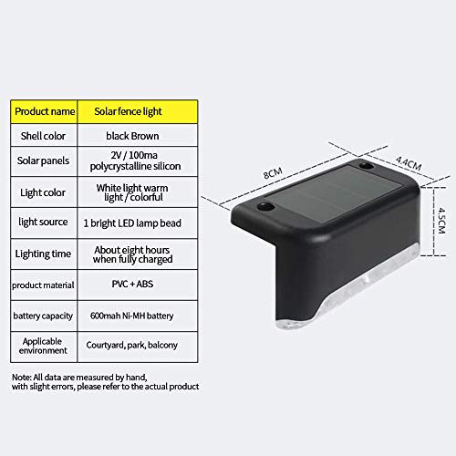JUNKAI 4 peças de luzes solares para deck, lâmpada solar de LED à prova d'água com acabamento preto