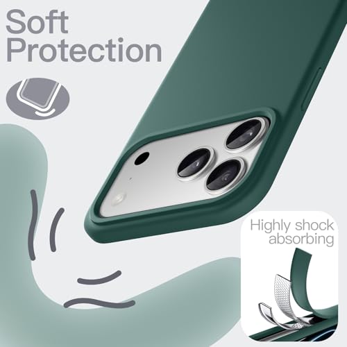 Image of JETech Liquid Silicone Case for iPhone 17 Pro Max 6.9-Inch, Silky Soft Touch Full-Body Protection, Anti-Scratch Shockproof Phone Cover with Microfiber Lining (Midnight Green)