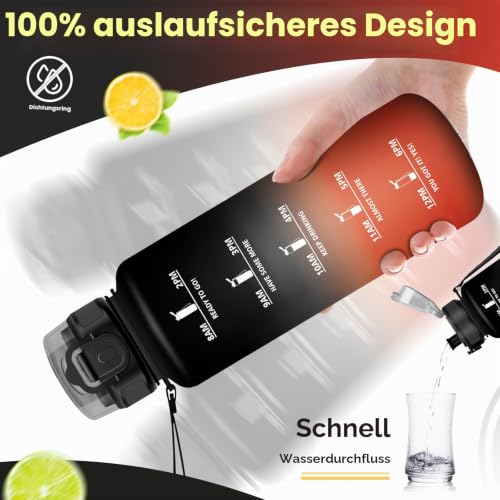 KollyKolla Wasserflasche 1.5L, Wasserflasche mit Filter, Motivierende Trinkflasche, Auslaufsicher und Zeitmarkierung… – Ansicht 4