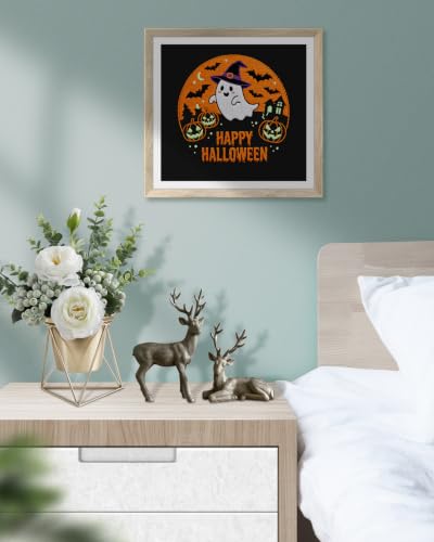 Image of TINDTOP Halloween Embroidery Kit for Adult, Embroidery DIY Starter Kit, with Stamped Patterns, Hoop, Tools, Colorful Threads with Needles, Instructions (Halloween B)