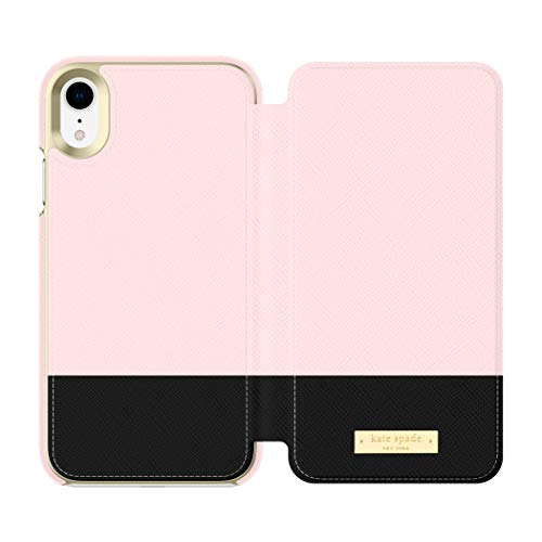 Kate Spade New York Rose Quartz/Black Color Block Folio Case for iPhone XR