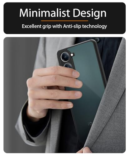 Image of WOW IMAGINE Translucent Hybrid Back Case Cover for Vivo T4 lite 5G | iQOO Z10 lite 5G | Y04 4G | Y19 5G | Y19e Smoked Matte Back | ShockProof 360 Degree Protection | Protective Hard Case - Matte Black