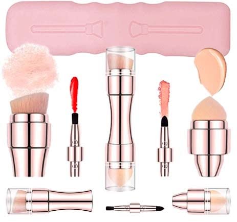 Home of Luxe brochas de Maquillaje Profesional 4 en 1: Juego de Pinceles de Makeup Brushes 4 en 1. Pinceles de Maquillaje para Cosmetics en Set con Estuche.