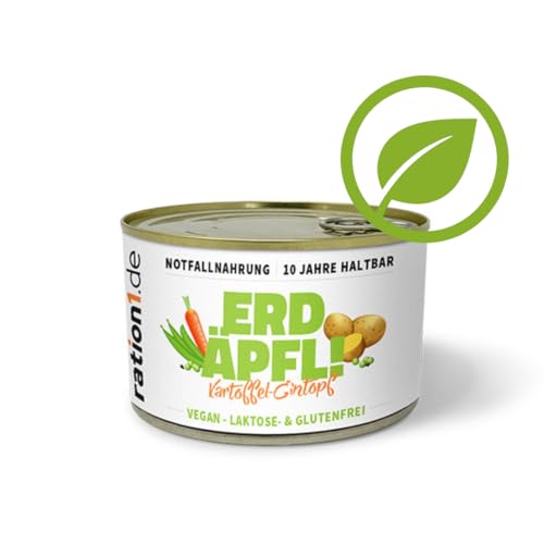 ration1 Kartoffel-Eintopf 1x 400g, lange haltbare Fertiggerichte, vegan glutenfrei & laktosefrei, Notfallnahrung 10 Jahre haltbar, Langzeit Lebensmittel, Outdoor Nahrung, Festival, Camping Essen – Bild 4
