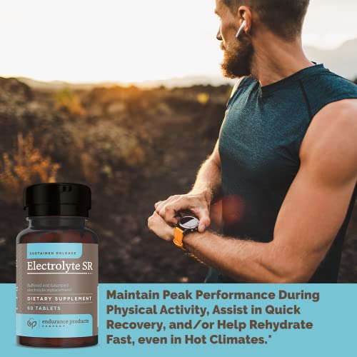 Endurance Products Electrolyte Sr - Sustained Release Electrolyte For Optimal Hydration - 60 Tablets - Zero Sugar & Calories, Non-Gmo, Vegan, Gluten Free - Muscle Recovery, Energy #TOP2