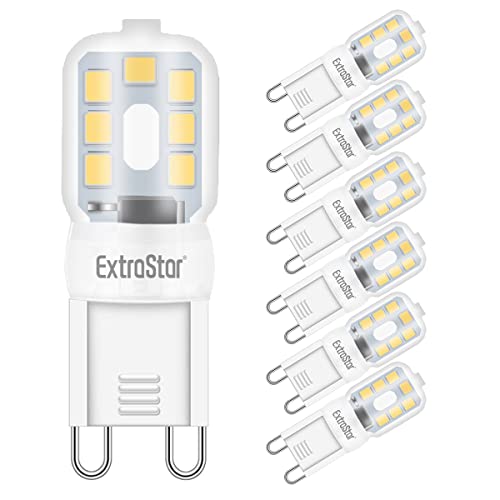 Bombillas Led G9 EXTRASTAR G9 LED Bombillas, Luz Cálida 3000K, 2.5W Equivalente a 20W Halógeno Bombillas, 200LM, sin parpadeo, no regulable,...