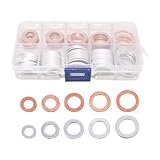 Mandark Car Oil Drain Plug Crush Washer Assortment, 100PCS 10mm 12mm 14mm 16mm 18mm Auto Engine Fuel Pan Sealing Gasket Kit, Vehicle Oil Plug Seal Replacement Set Accessories, Universal Fit