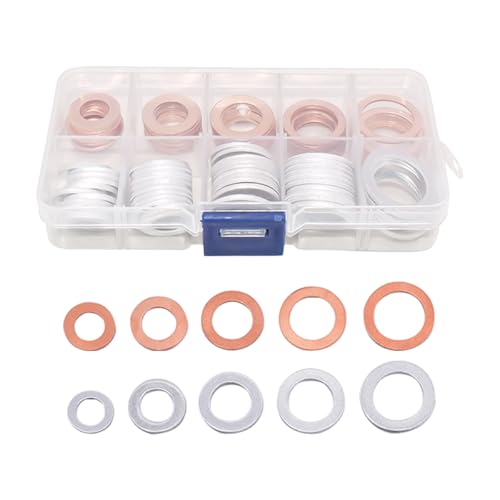 Mandark Car Oil Drain Plug Crush Washer Assortment 10mm 12mm 14mm 16mm 18mm Auto Engine Fuel Pan Sealing Gasket Kit Vehicle Oil Plug Seal Replacement Set Accessories Universal Fit (100PCS)