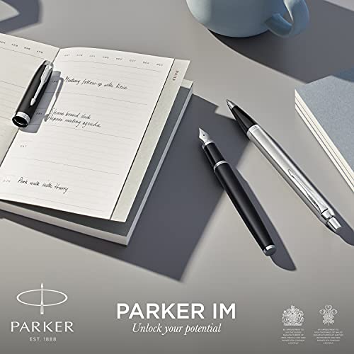 Parker IM Balpen | Mat zwart met zwarte rand | Medium Point met blauwe inktvulling | Geschenkdoos - Afbeelding 6