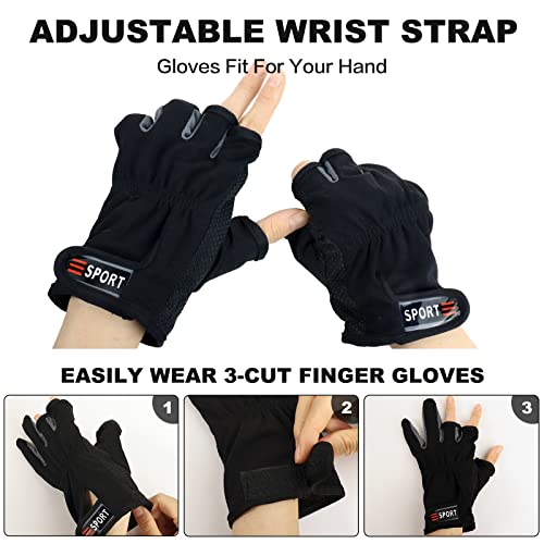 Klfoho 3 Cut Fingers Gloves, Anti-Slip Fishing Glove, Professional Finger Gloves Protector Unisex Elastic Band Glove For Outdoor Fishing, Cycling, Photography And Hunting #TOP3