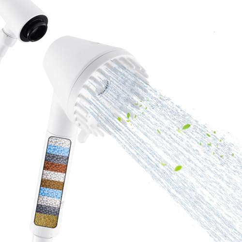 Ryamen 2026 Filtered Magnetic Shower Head with Handheld– High Pressure Showerhead with Power Wash Mode, Chlorine Removal, Massage Brush, Pressure Adjustable, One-Touch Pause & Stainless Steel Hose