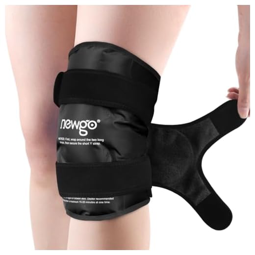 NEWGO Rodillera de Hielo con Gel Frío para Rodilla - Bolsa de Hielo Doble Cara Reutilizable Terapia Caliente y Fría - Alivio para Dolor de Rodilla, Lesiones, Hinchazón y Cirugía (Negro)