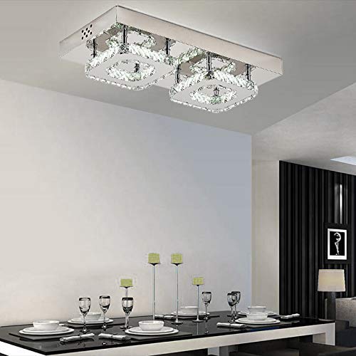 Lustre LED rectangle cristal 12W à éclairage confortable unique