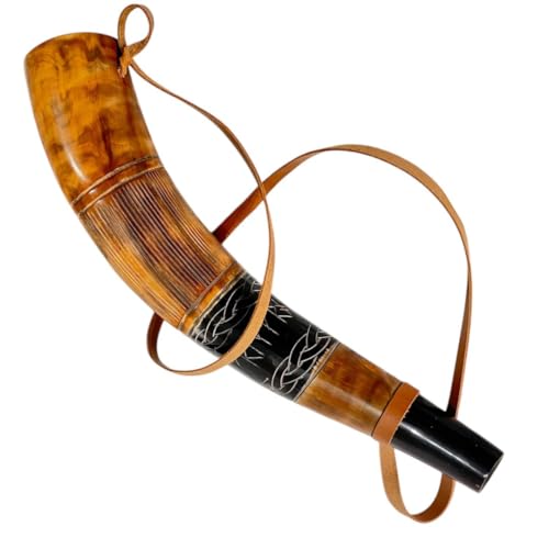 PRIME NAUTICAL - Viking War Horn Handmade 16 Genuine Ox-Horn Battle Hand Engraved Blow Battle Ready Gift Decor