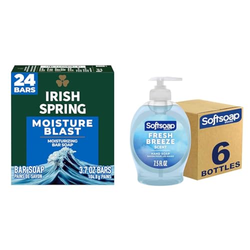 Irish Spring Men's Bar Soap Moisture Blast 24 Pack and Softsoap Liquid Hand Soap Fresh Breeze 6 Pack image 2